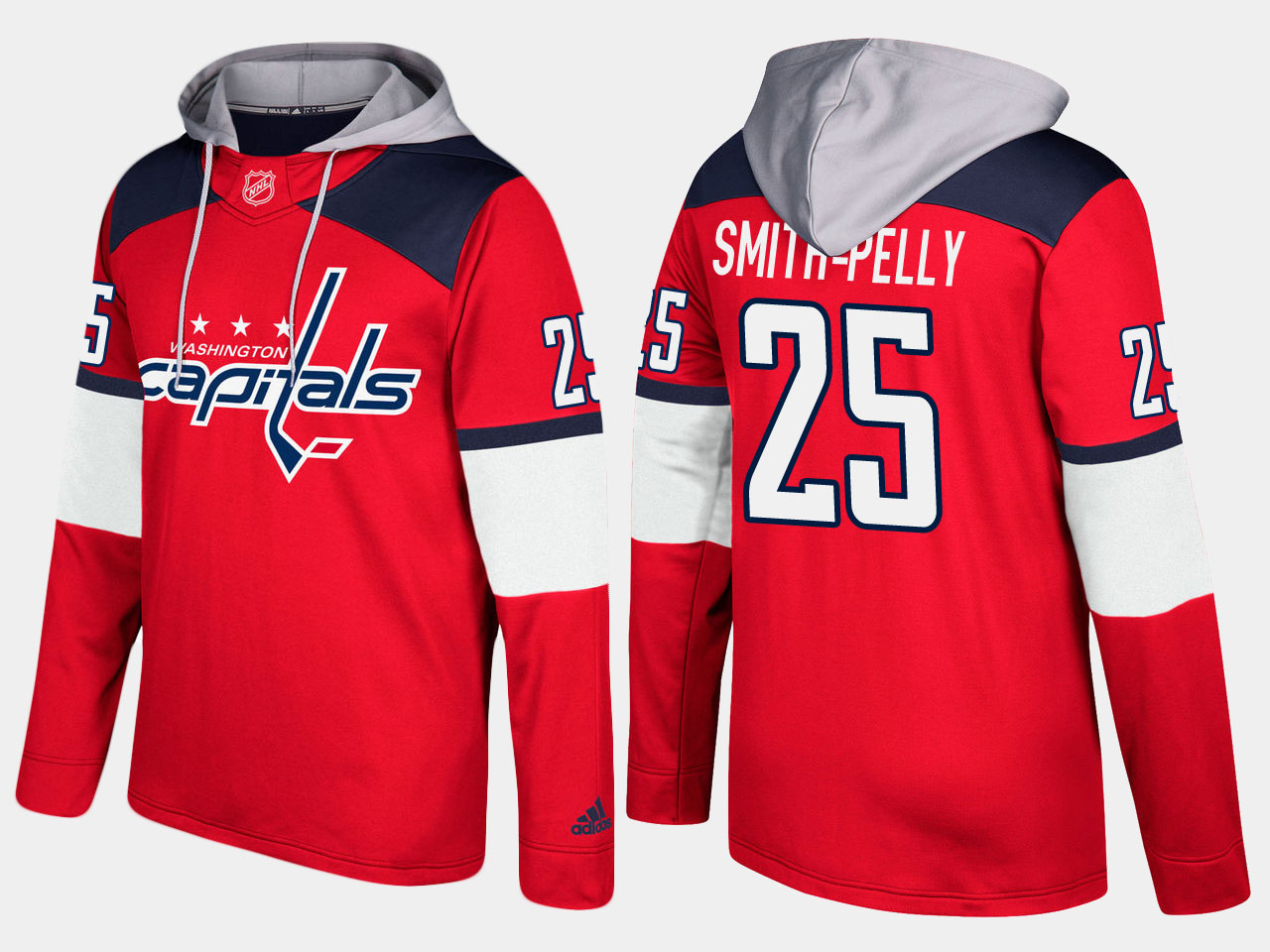 Men NHL Washington capitals 25 devante smith pelly red hoodie